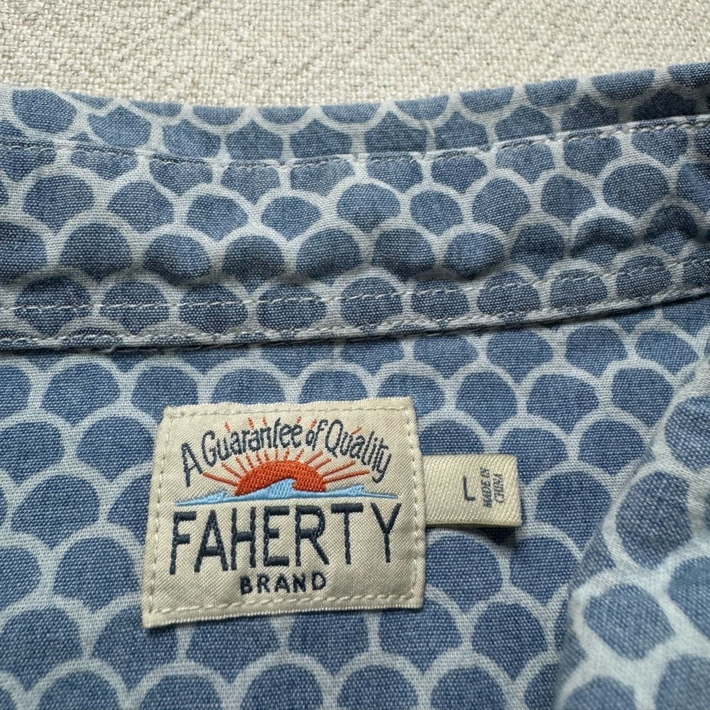 Faherty Blue Patterned Casual Button Down Shirt - image 7
